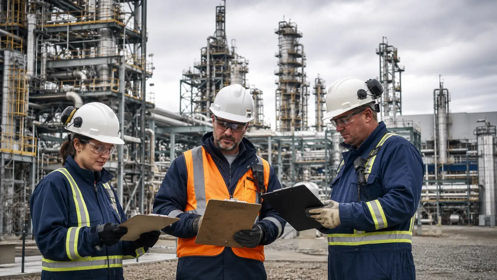 safety-gap-analysis-feature Safety gap analysis team conducting systematic hazard review at Alberta industrial facility.